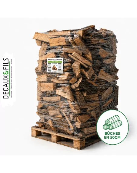 Bois de chauffage sur palette DECAUX, bûches en 50 cm (1.6 stère)