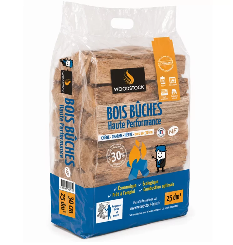 Sac de bûches de 30cm en 100% feuillus durs Woodstock (25dmᶟ)