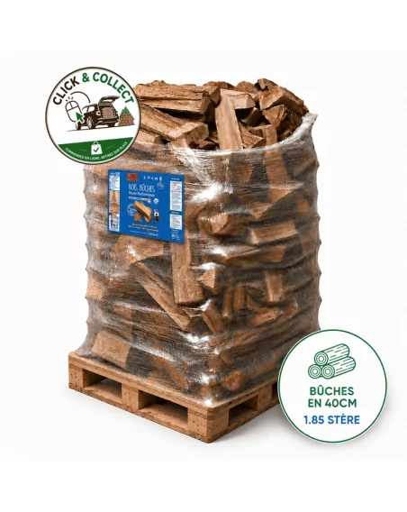 Bois de chauffage sur palette WOODSTOCK, bûches en 40cm (1.37 m³-1.85 stère)
