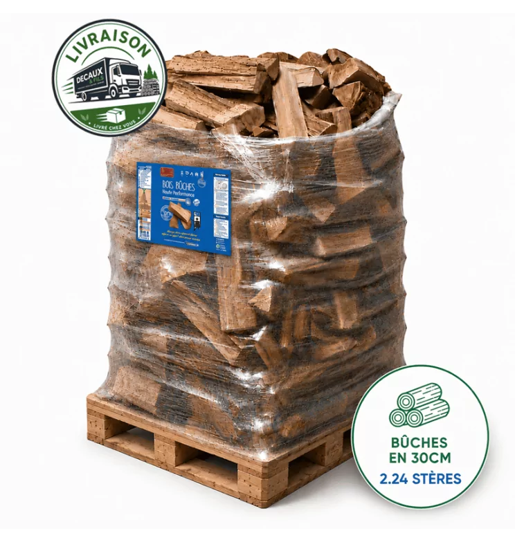 Bois de chauffage sur palette WOODSTOCK, bûches en 30cm (1.48 m³-2.24 stères)