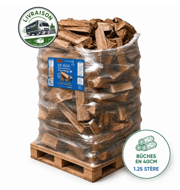 Bois de chauffage sur palette WOODSTOCK, bûches en 40cm (0.92 m³-1.25 stère)