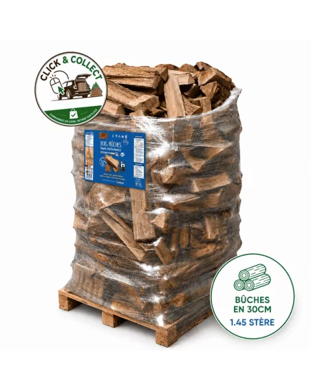 Bois de chauffage sur palette WOODSTOCK, bûches en 30cm (0.95 m³-1.45 stère)